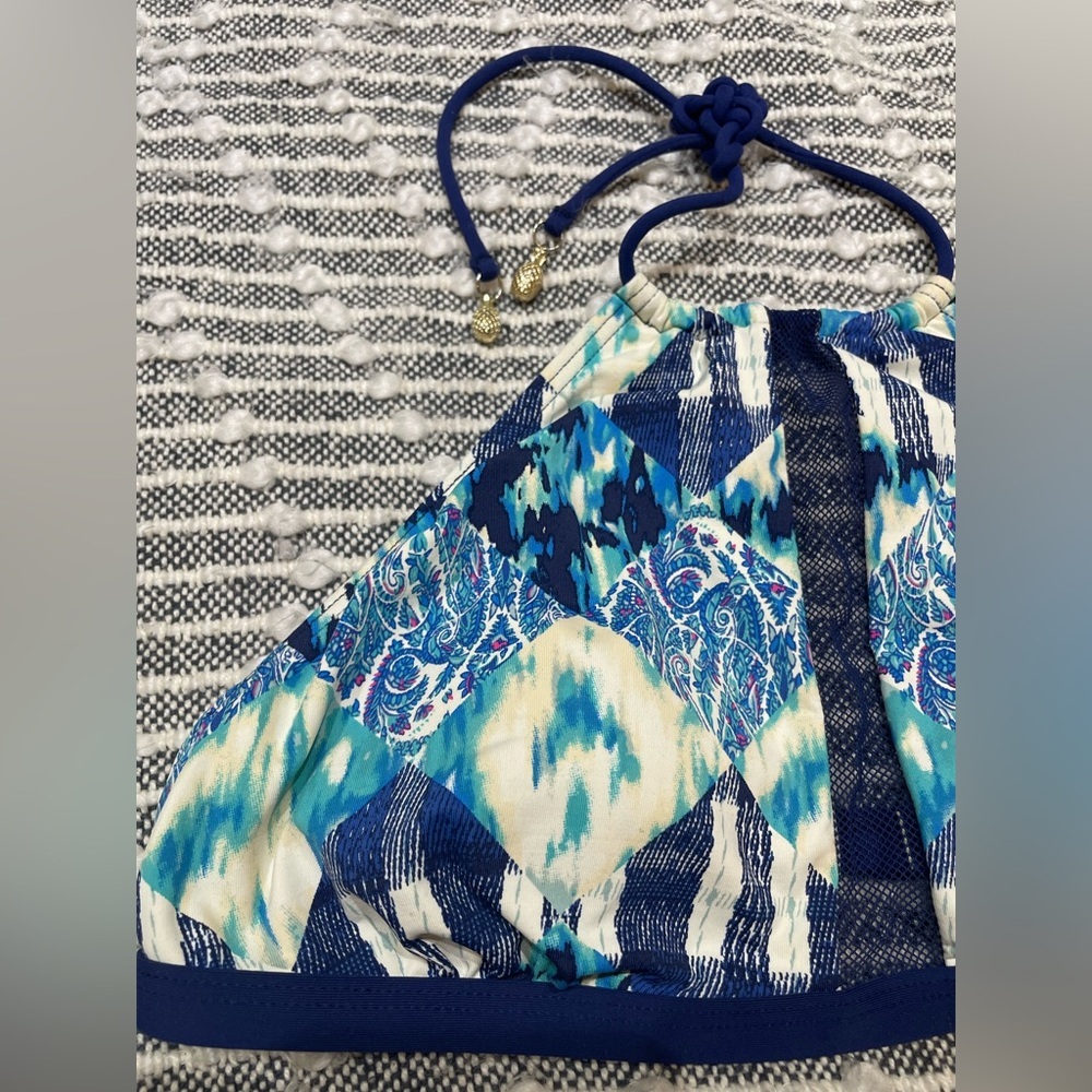 BCBGeneration Blue Patterned Halter Bikini Set - Picture 3 of 16